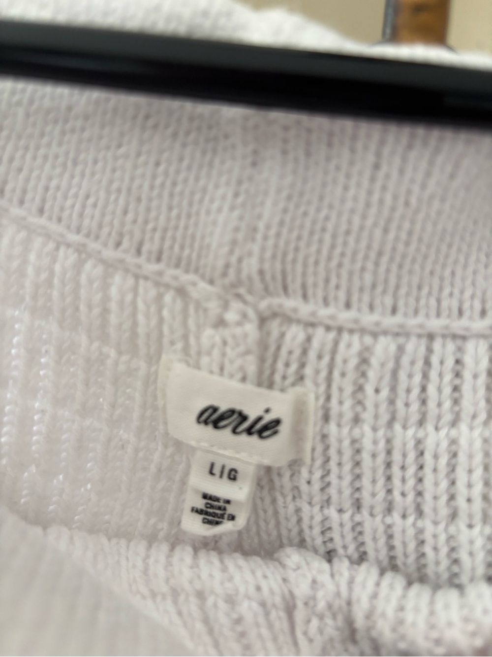 aerie White Crewneck Knit Sweater